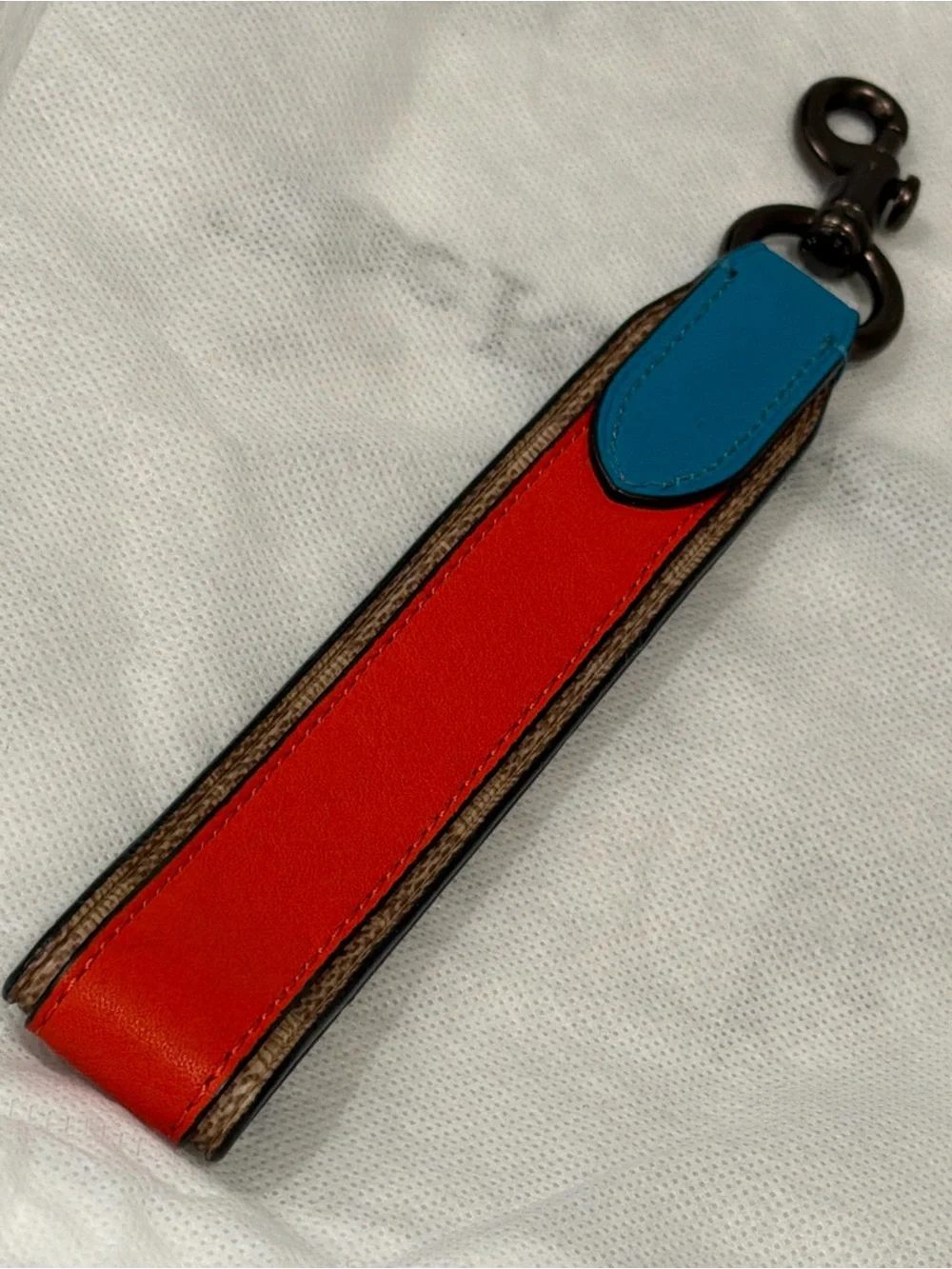 Coach Red and Blue Leather Key & Card Holder Key Fob